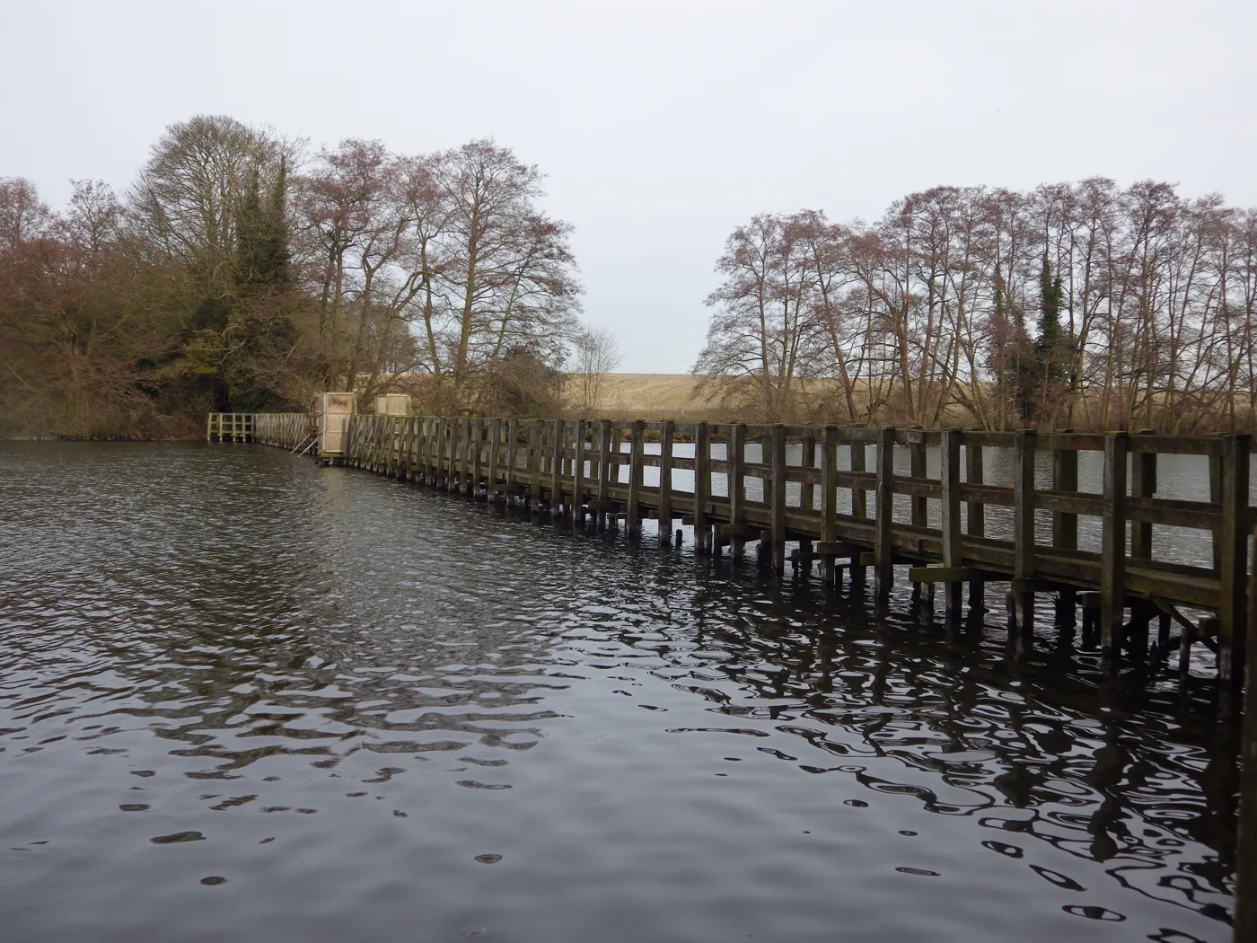 The timber footbridge across Ampton Water, between Ampton and Great Livermere